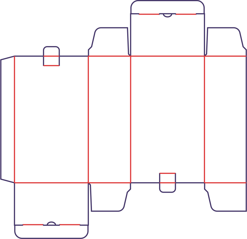 Låda med två förskjutna klaffar lås - rozkrój