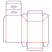 Låda med snedlock och hängare - rozkrój