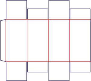 Låda med fyra klaffar - rozkrój