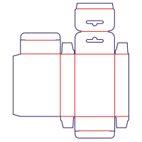 Låda med två förskjutna klaffar och en hängare - rozkrój